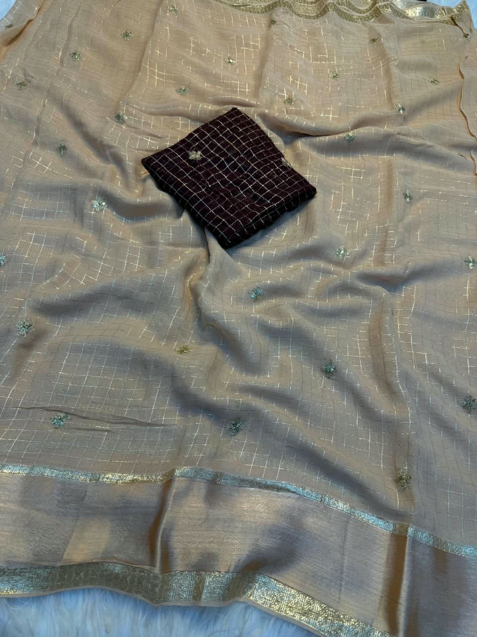 Viscose georgette sequence full worked saree