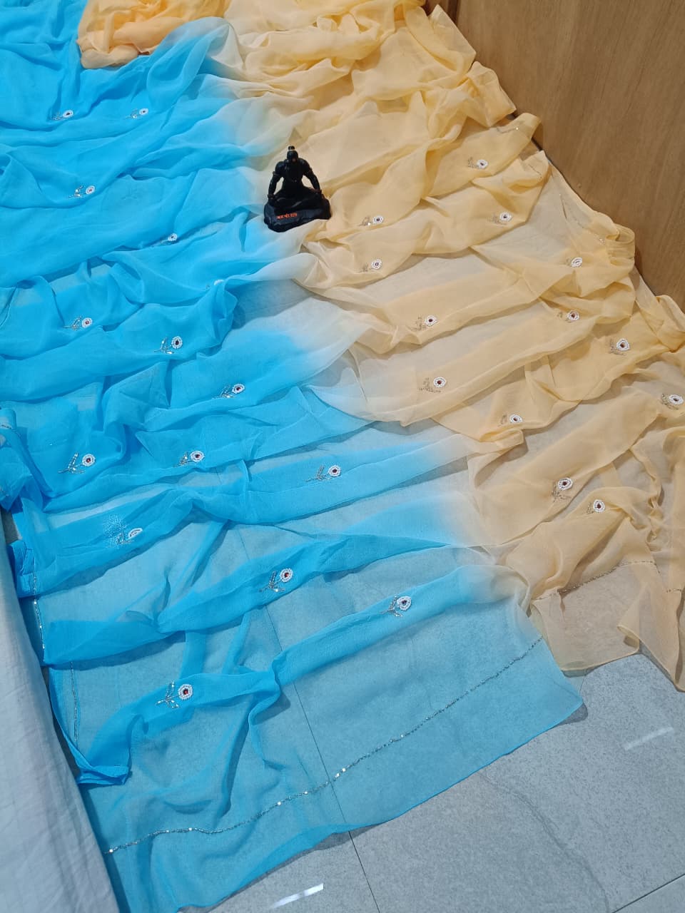 Multi shades half pure shiffon sarees