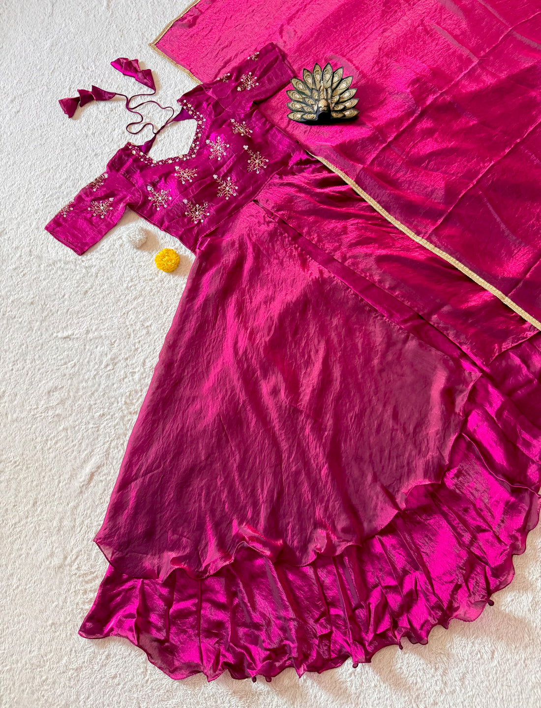 Peplum style Designer maggam worked lehengas