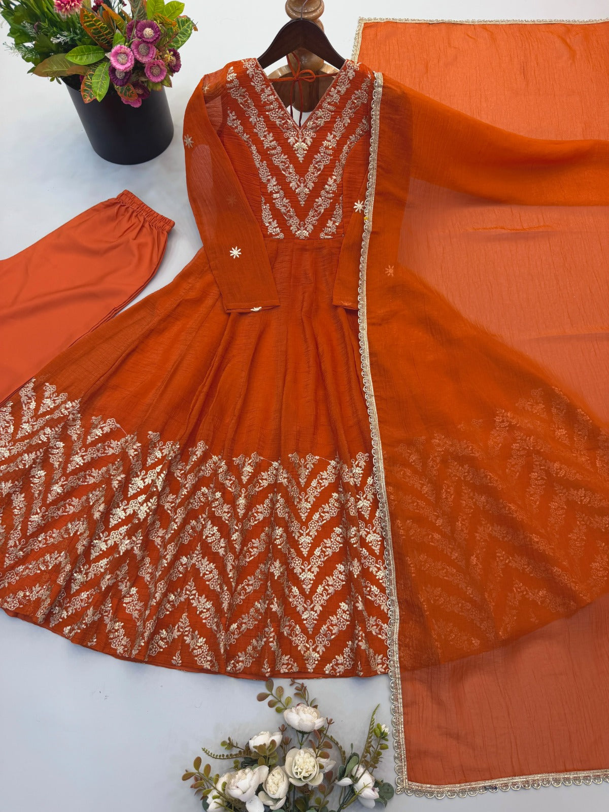 Crunchy silk anarkali suit ✨