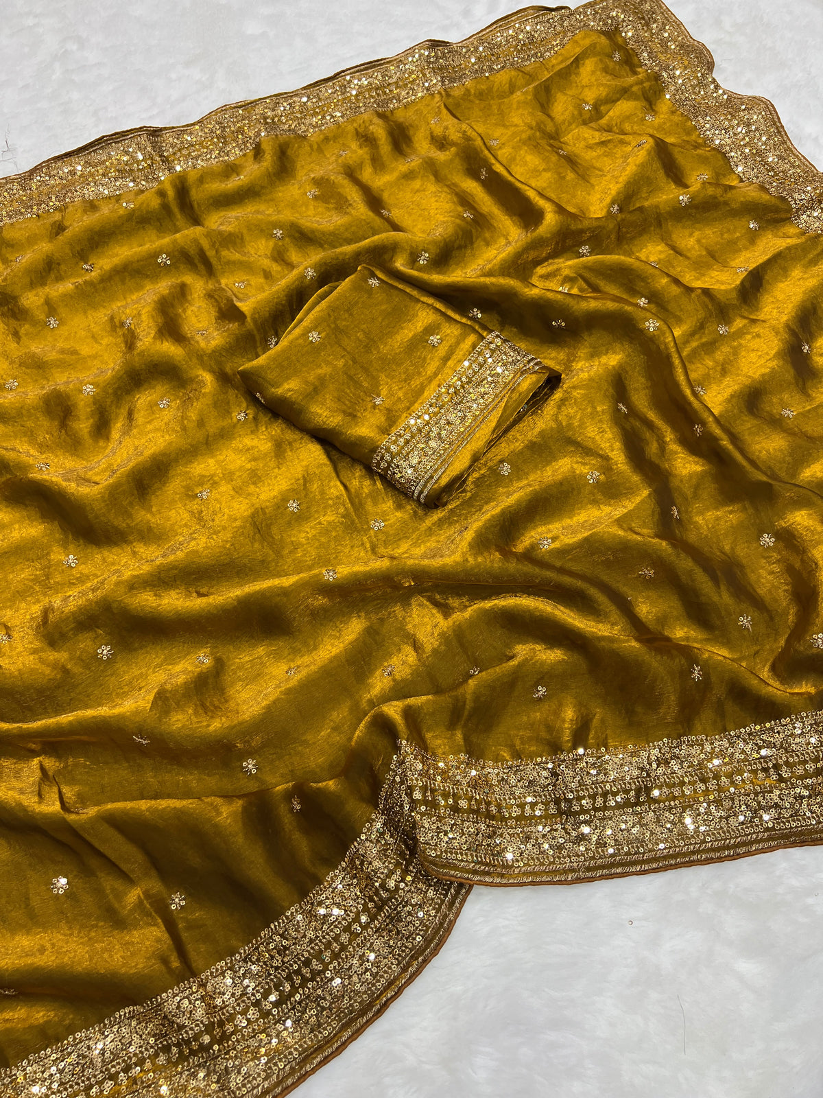 Space silk sequence work C-pallu designer saree ✨