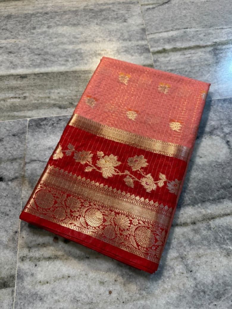 Banarasi Beautiful Check Warm Silk Soft Saree