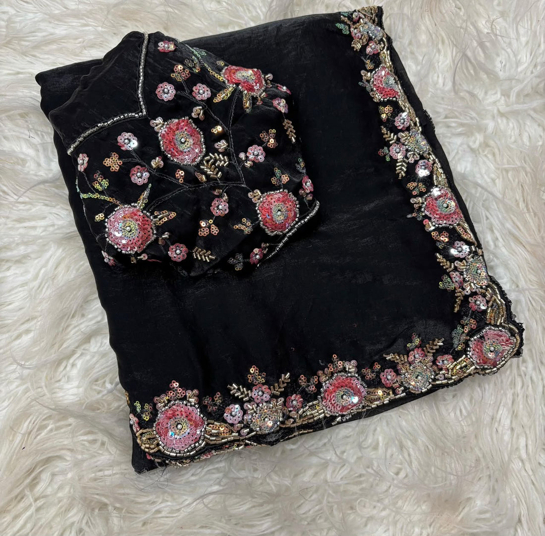 soft fancy Fandy silk sequins saree