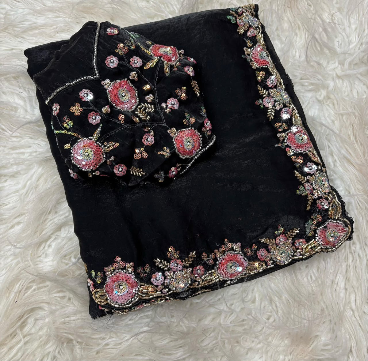 soft fancy Fandy silk sequins saree