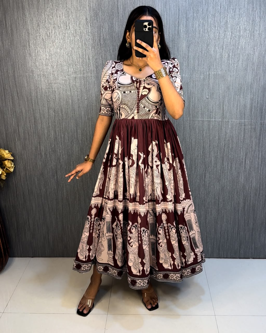 Maslin fabric kalamkari print frock