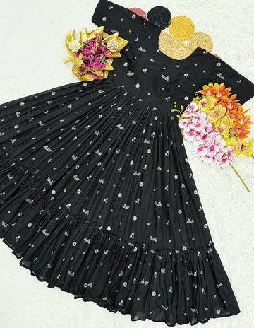 Summer special mull chenderi flower embroidery gowns