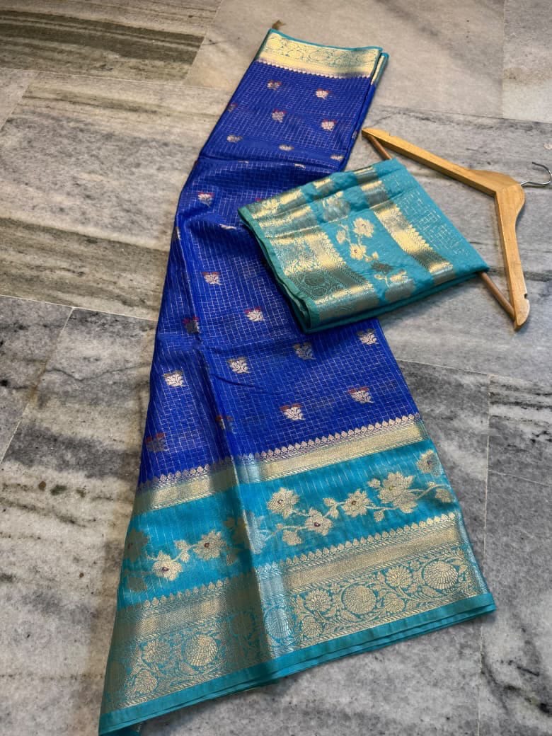 Banarasi Beautiful Check Warm Silk Soft Saree