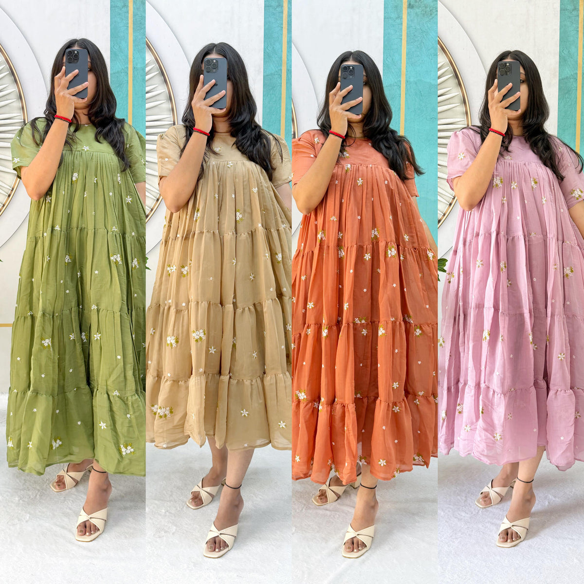 Mull cotton chenderi midi gown