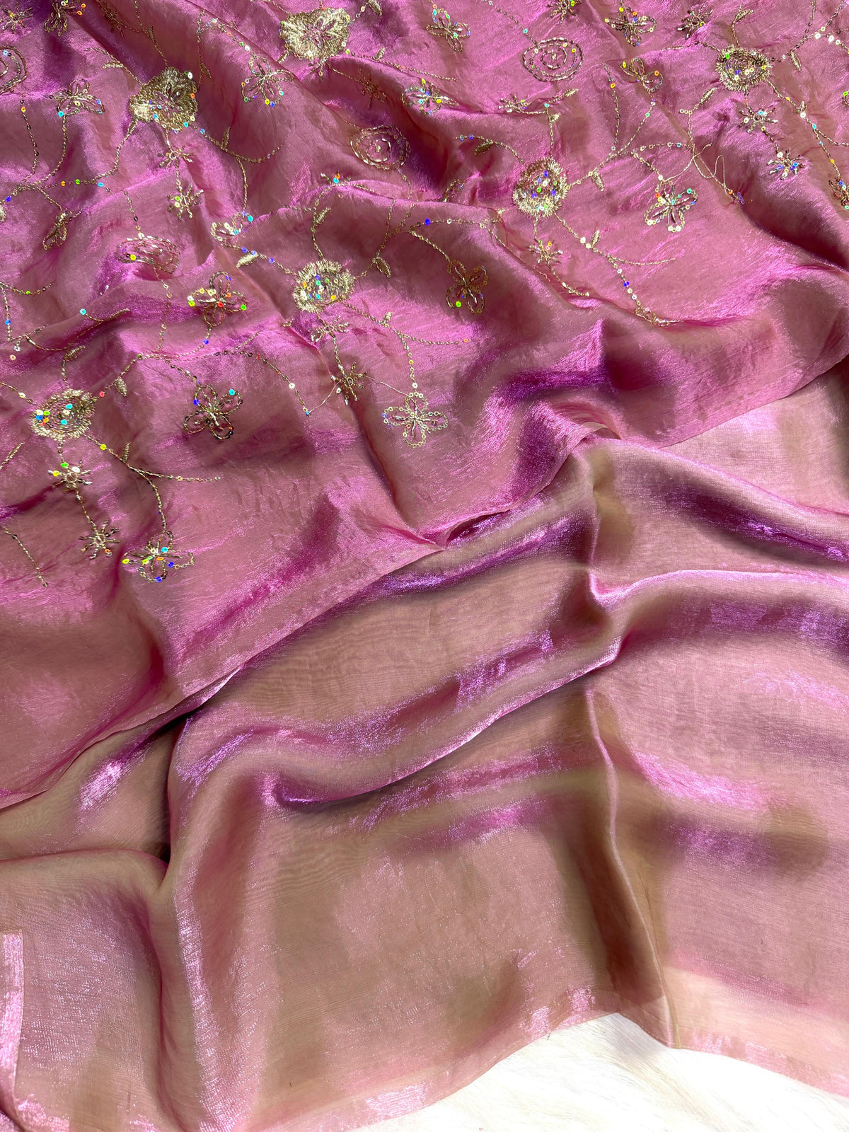 Two tone heavy space silk designer saree