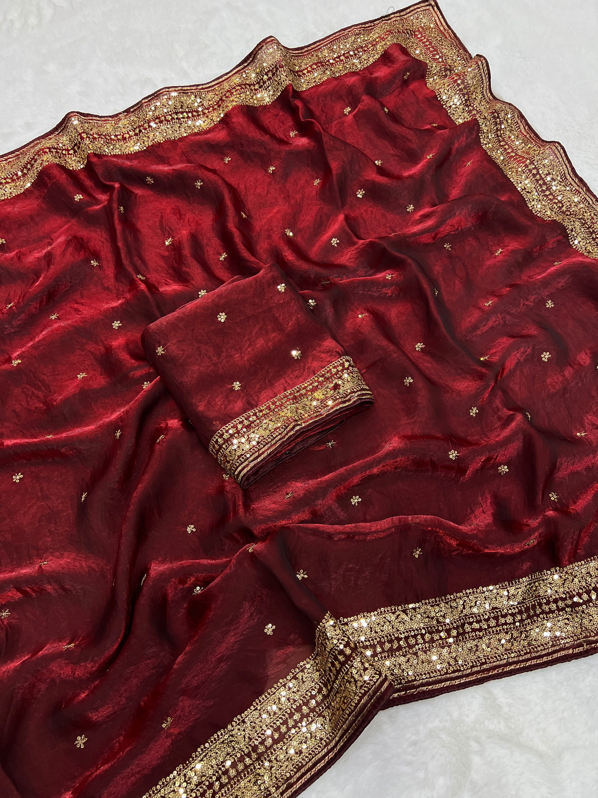 Space silk sequence work C-pallu designer saree ✨