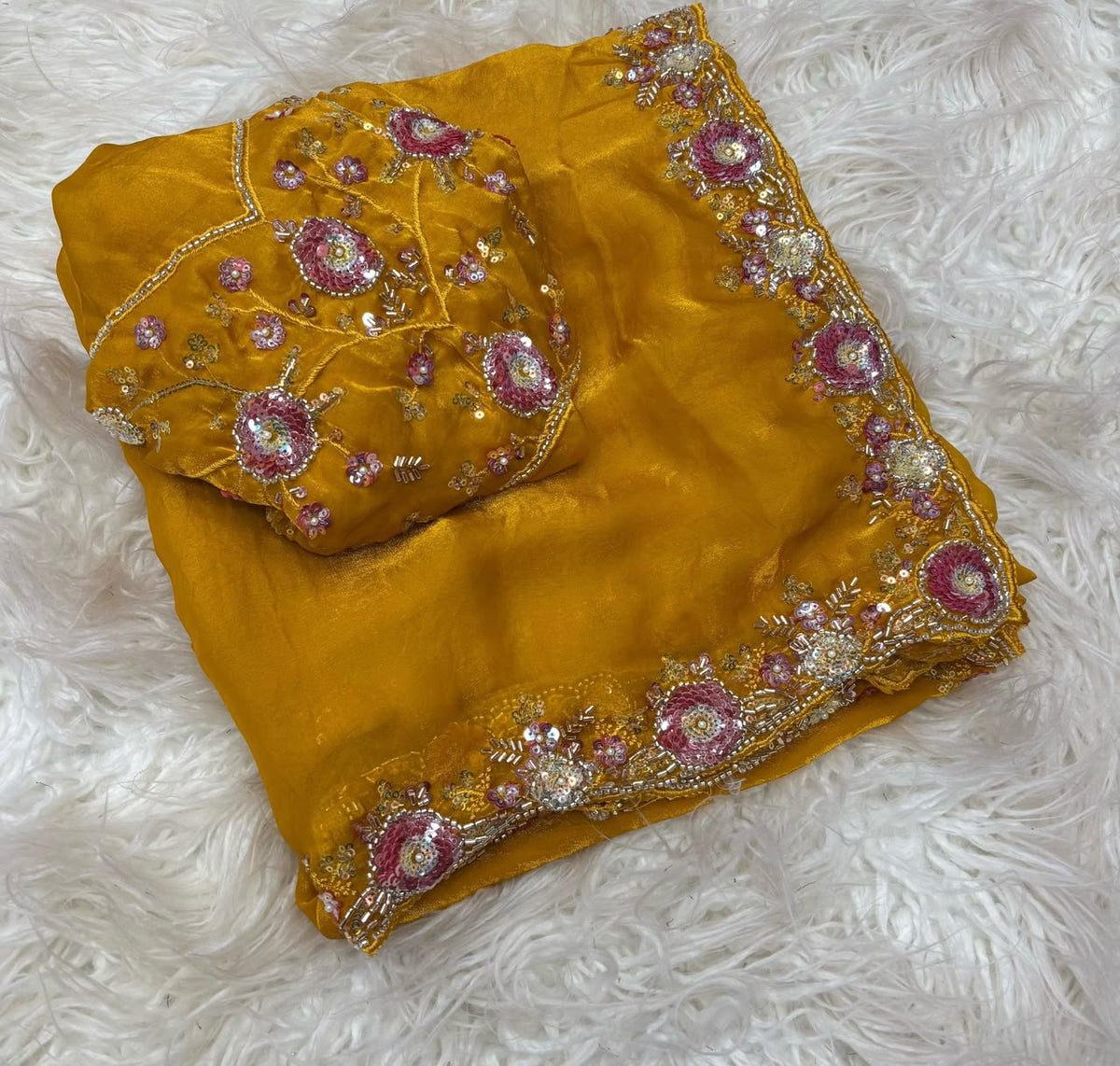 soft fancy Fandy silk sequins saree