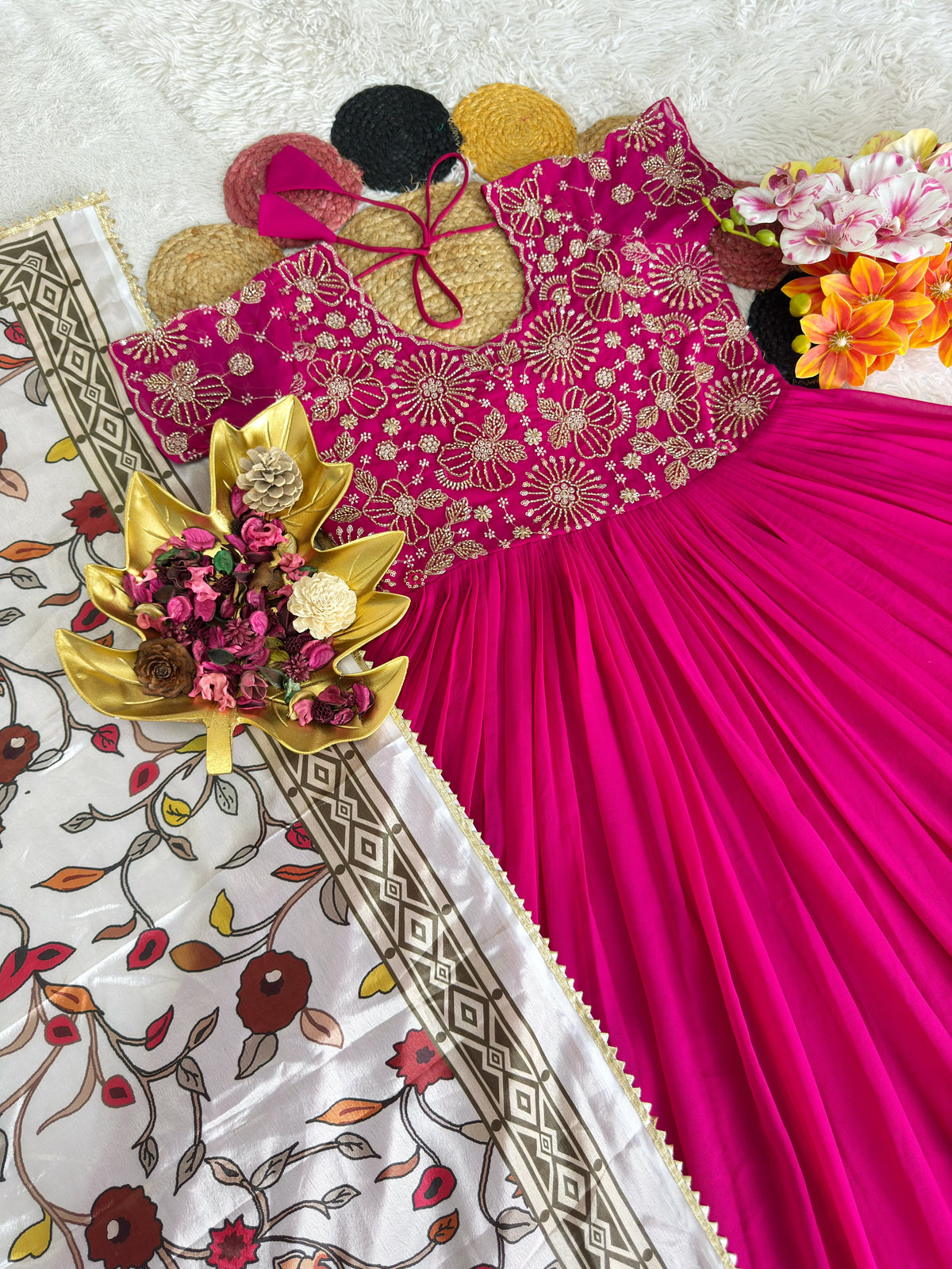 Heavy Maggam Work Gown with dupatta