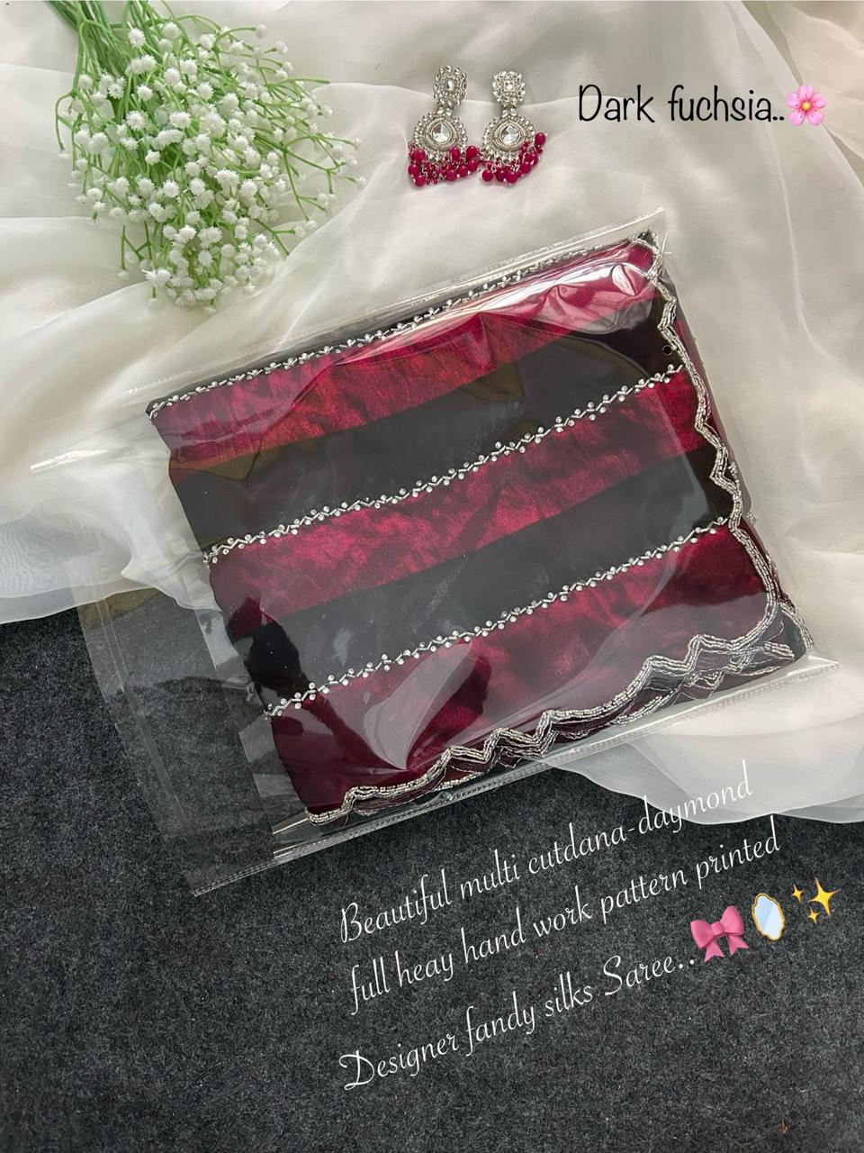 Fendy silk cutdana work saree