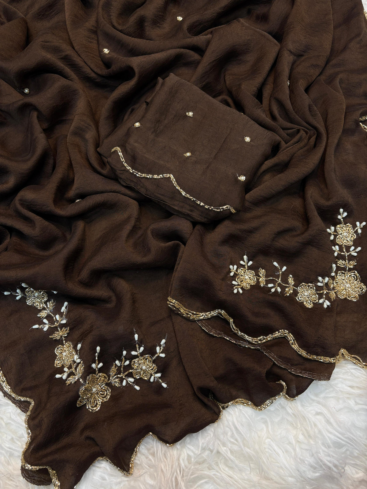 Premium rangoli crush silk designer saree ✨