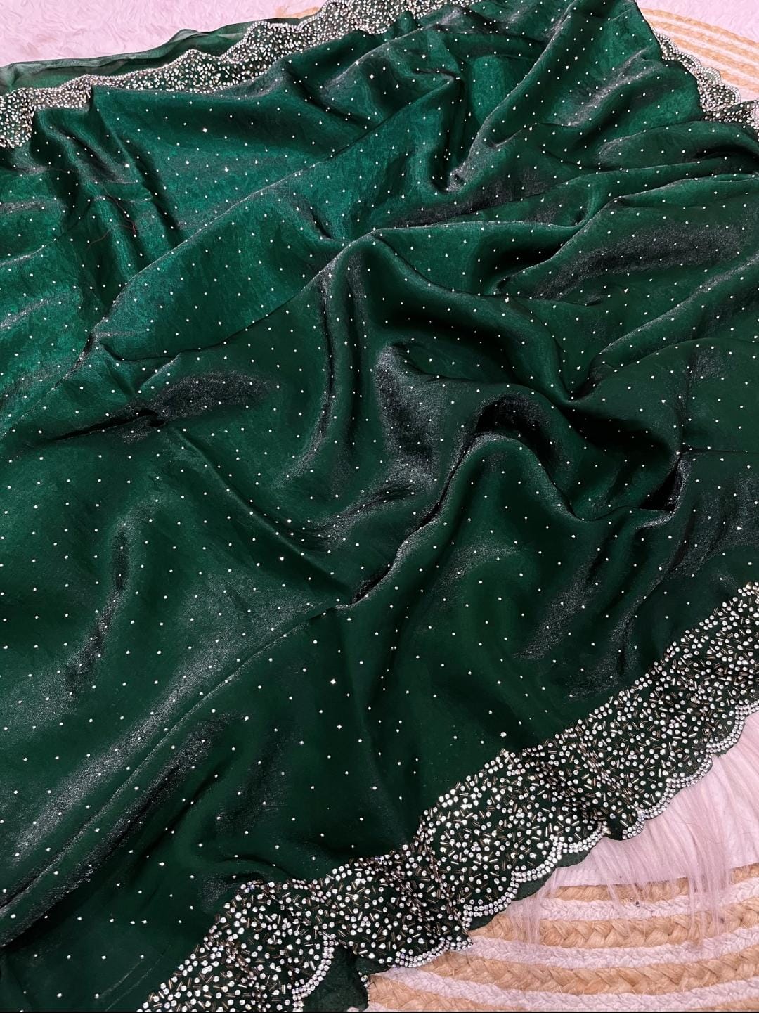 Space silk jarkhana stone work saree ✨