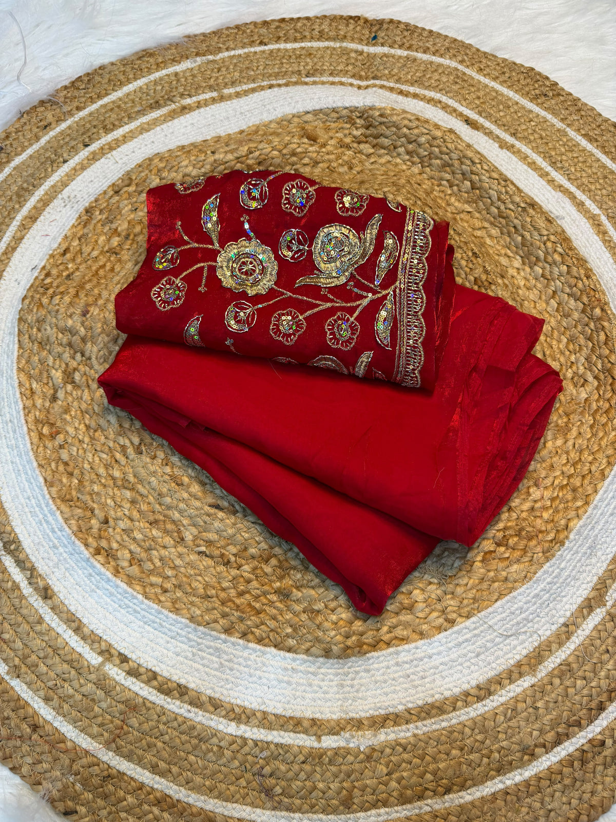 Space silk plain saree with  embroidery blouse