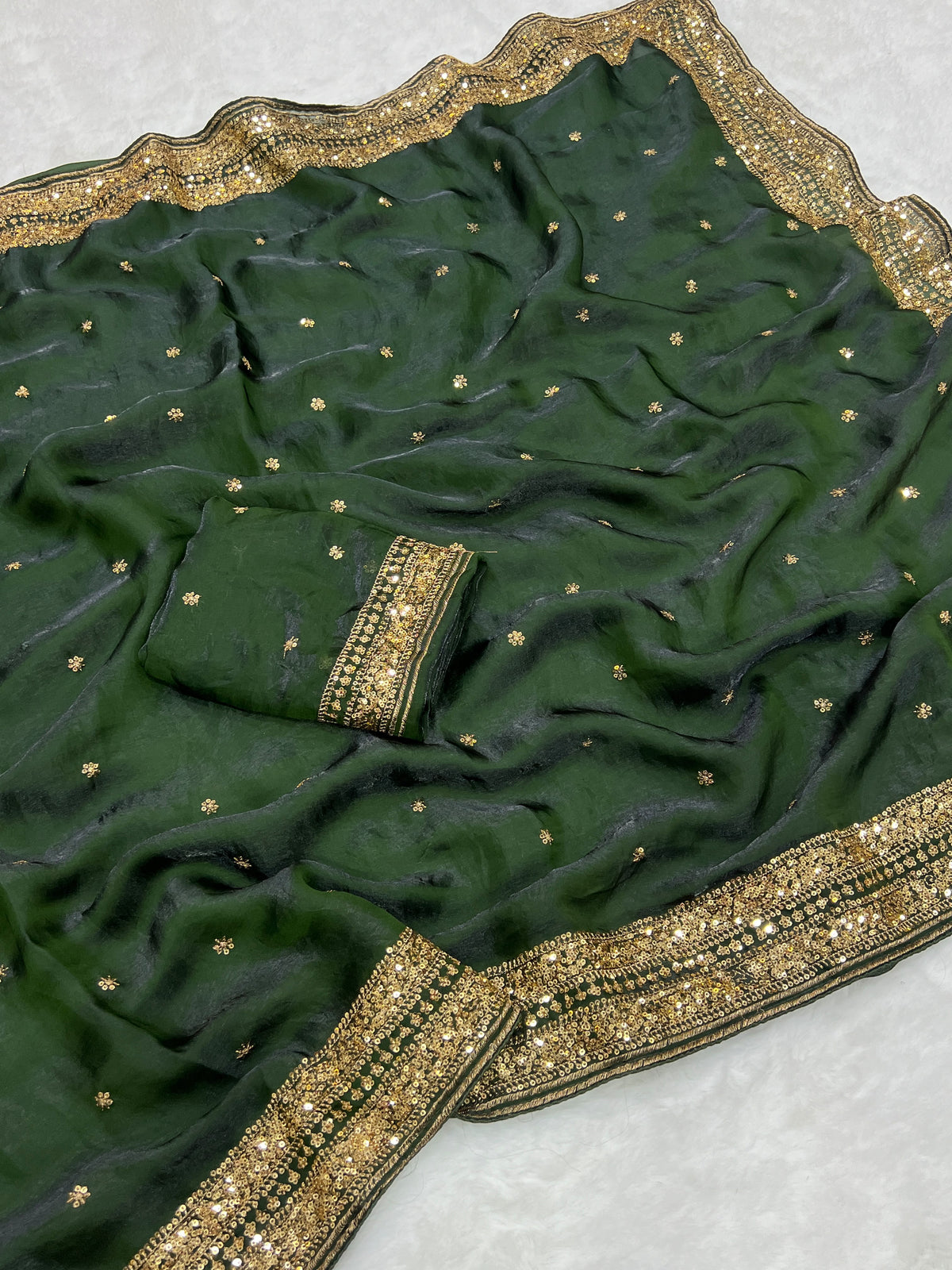 Space silk sequence work C-pallu designer saree ✨