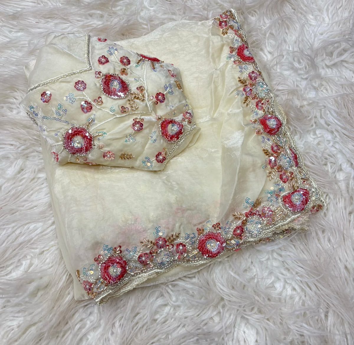 soft fancy Fandy silk sequins saree