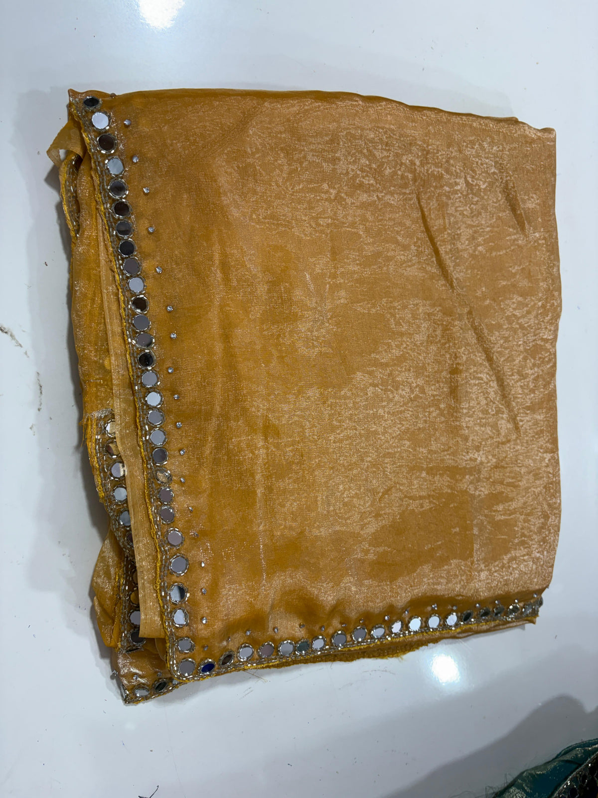 Neela mirror work saree