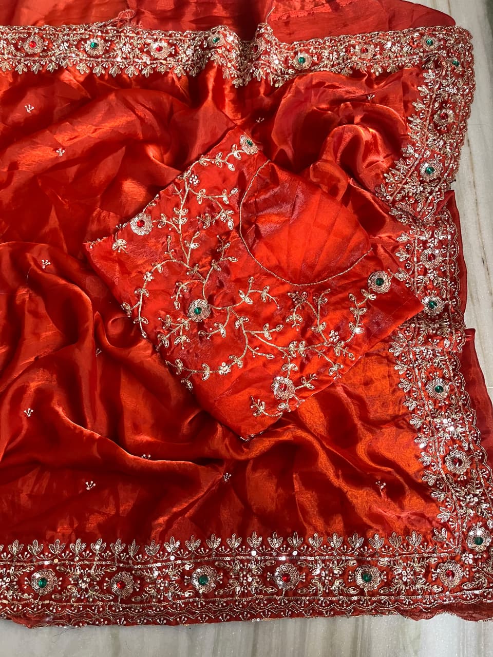 Space satin silk designer saree ✨