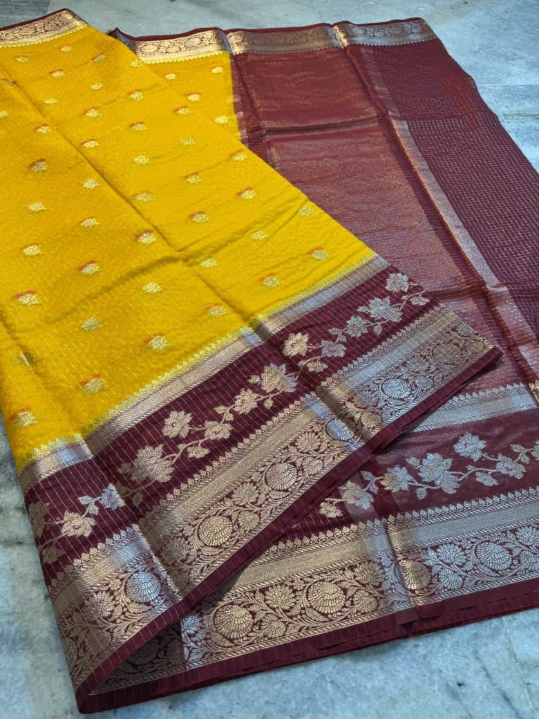 Banarasi Beautiful Check Warm Silk Soft Saree