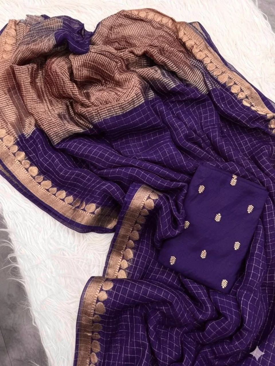 Viscose georgette checks saree ✨