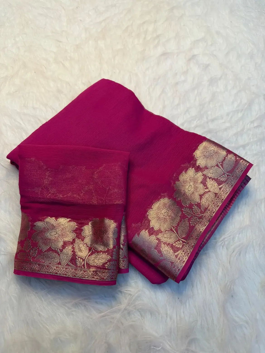 Viscose georgette flower 🌺 border saree ✨