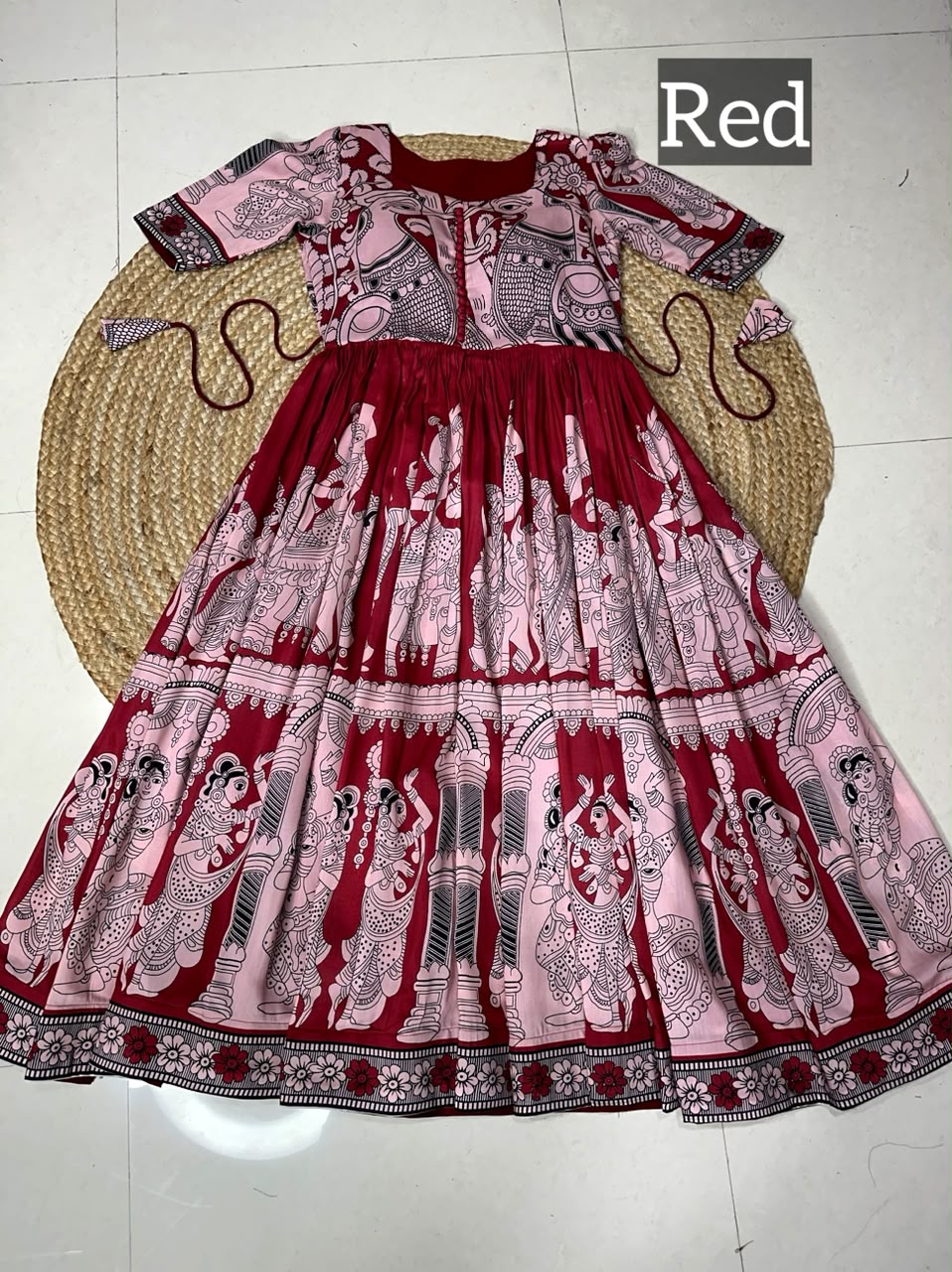 Maslin fabric kalamkari print frock