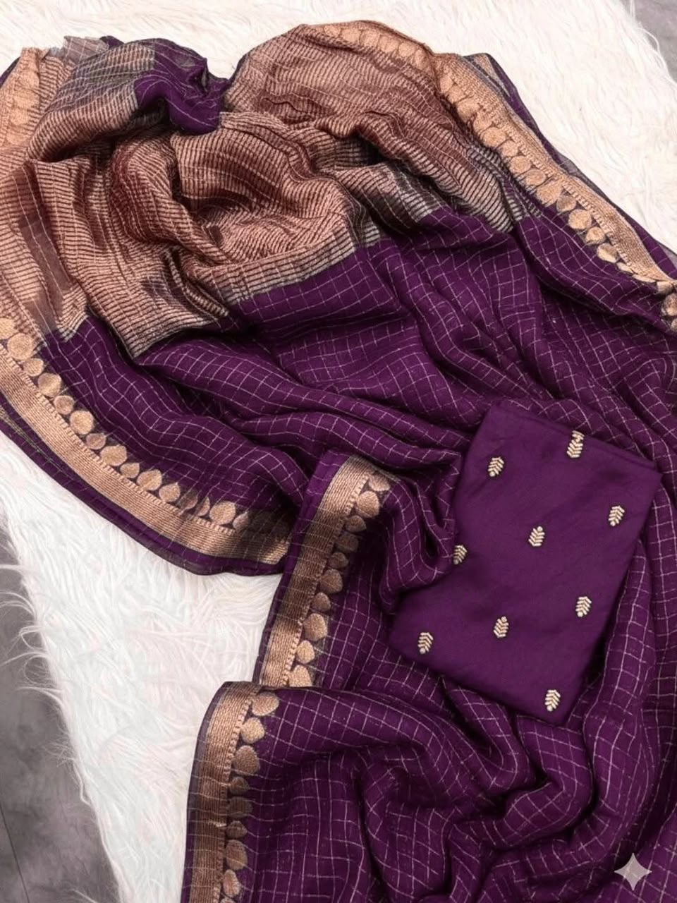 Viscose georgette checks saree ✨