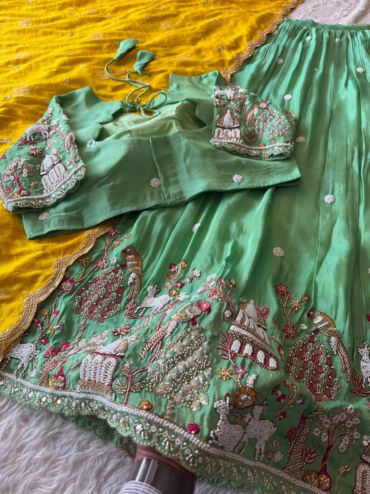 Viscose tissue fully stitched lehenga