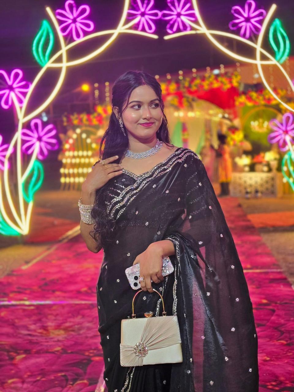 Rose 🌹 3 lines heavy designer saree ✨