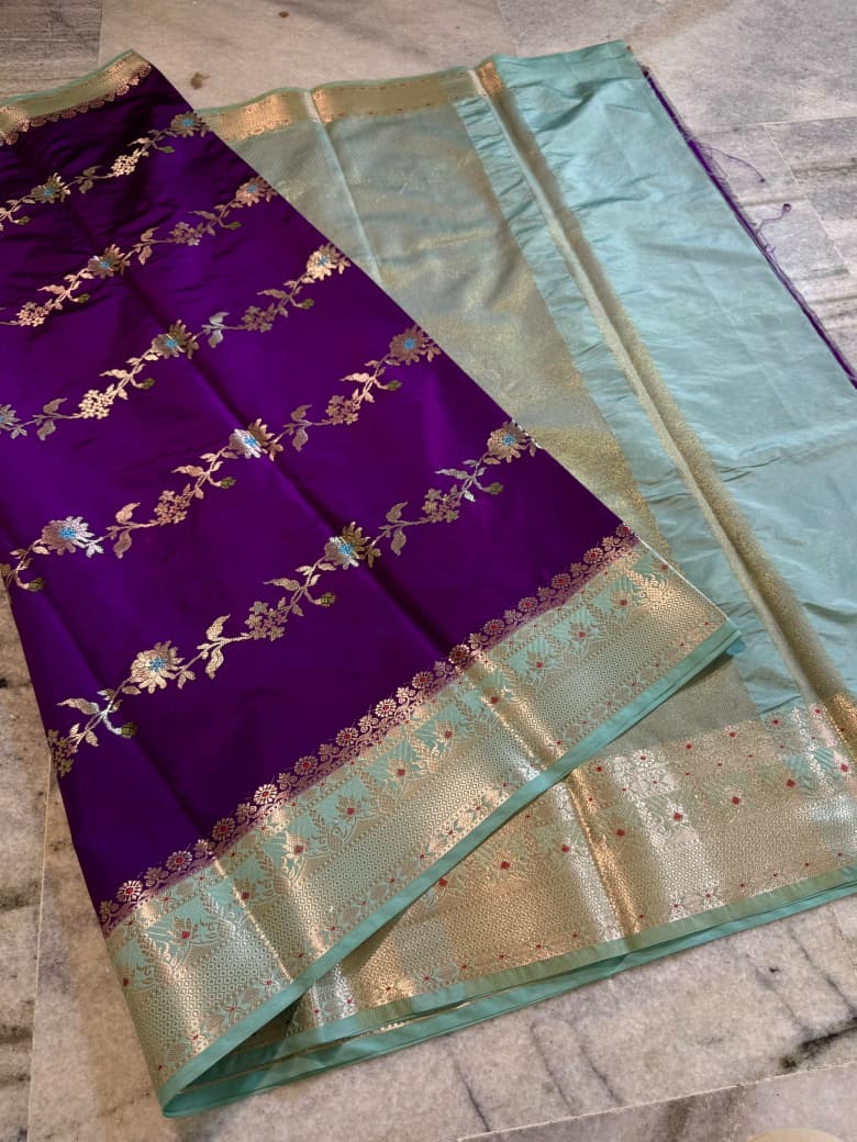 Lahariya design benaresi katan silk saree ✨