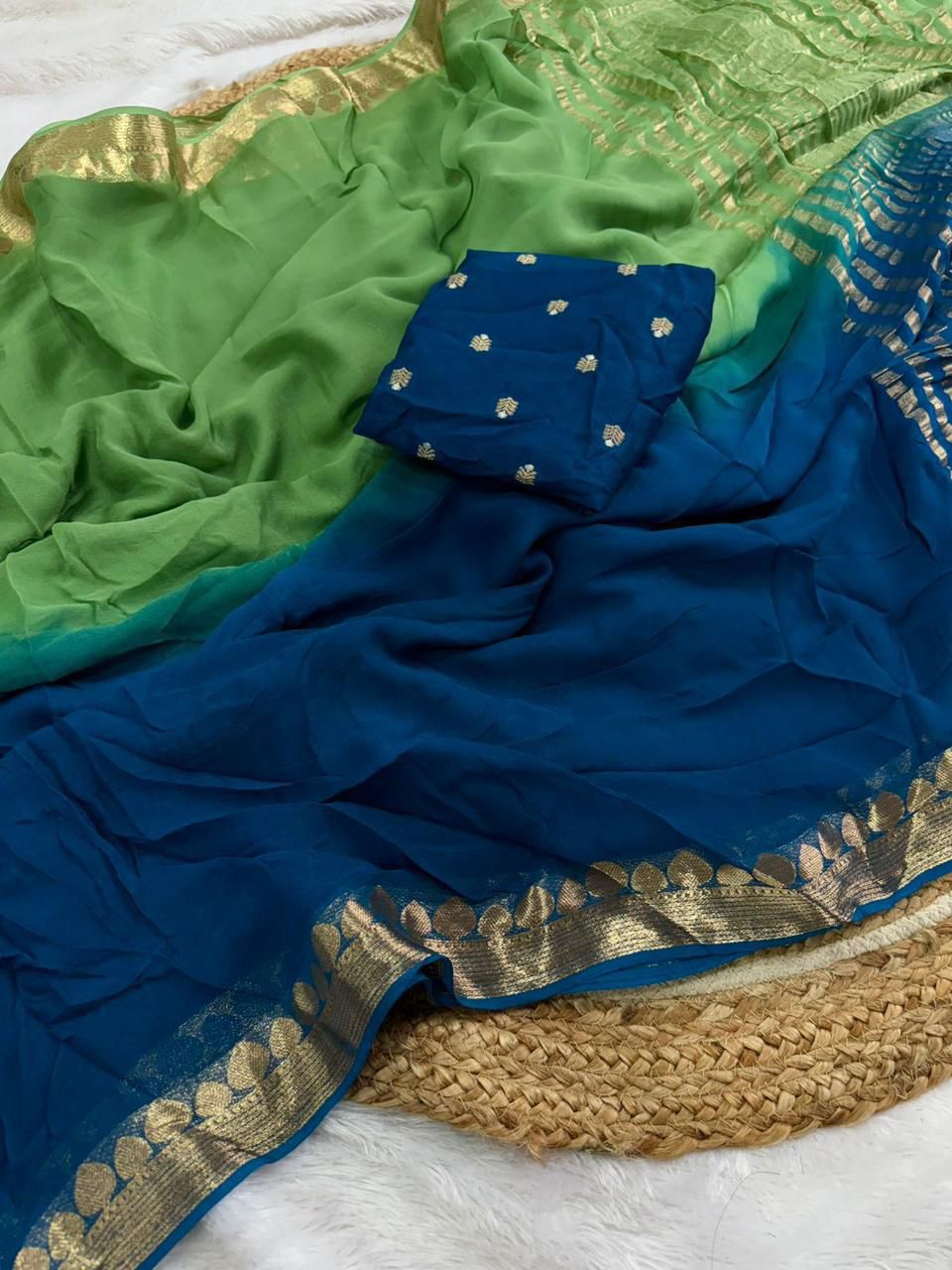Dual shade viscose saree