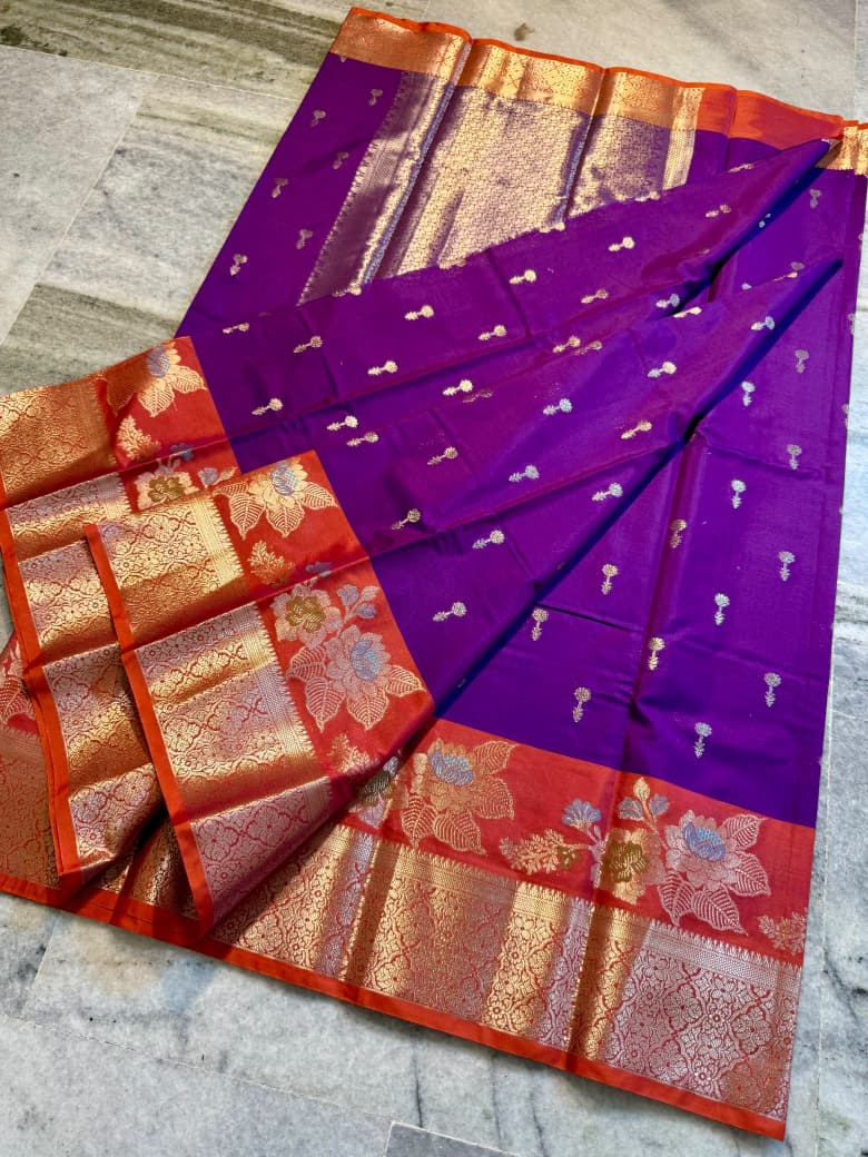 Benaresi flower 🌷 design soft katan saree ✨