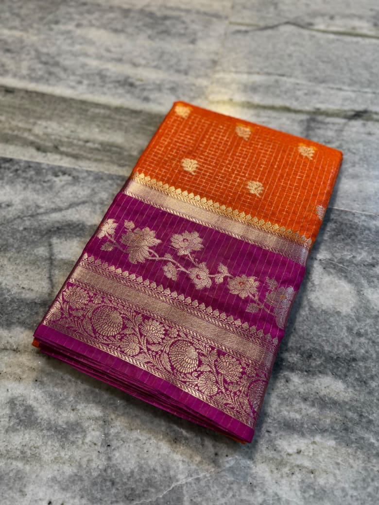Banarasi Beautiful Check Warm Silk Soft Saree