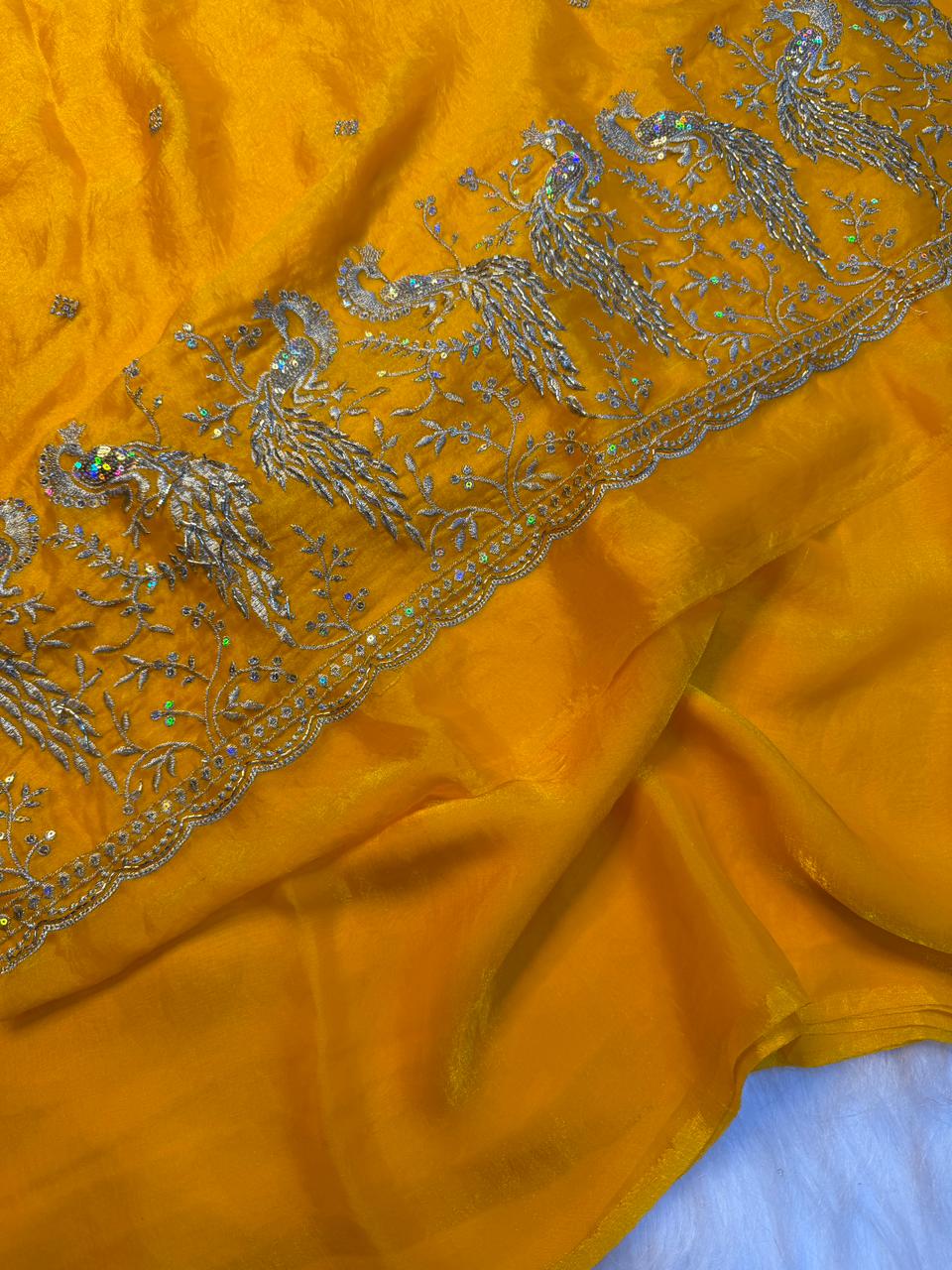 Peacock Two tone heavy space silk sarees