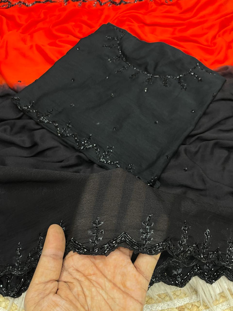 Dual shade Viscose chinnon saree