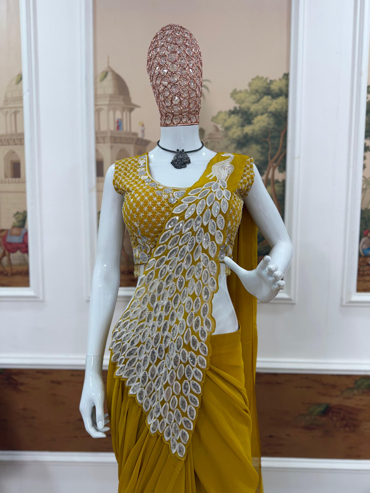 peacock design 1 min saree