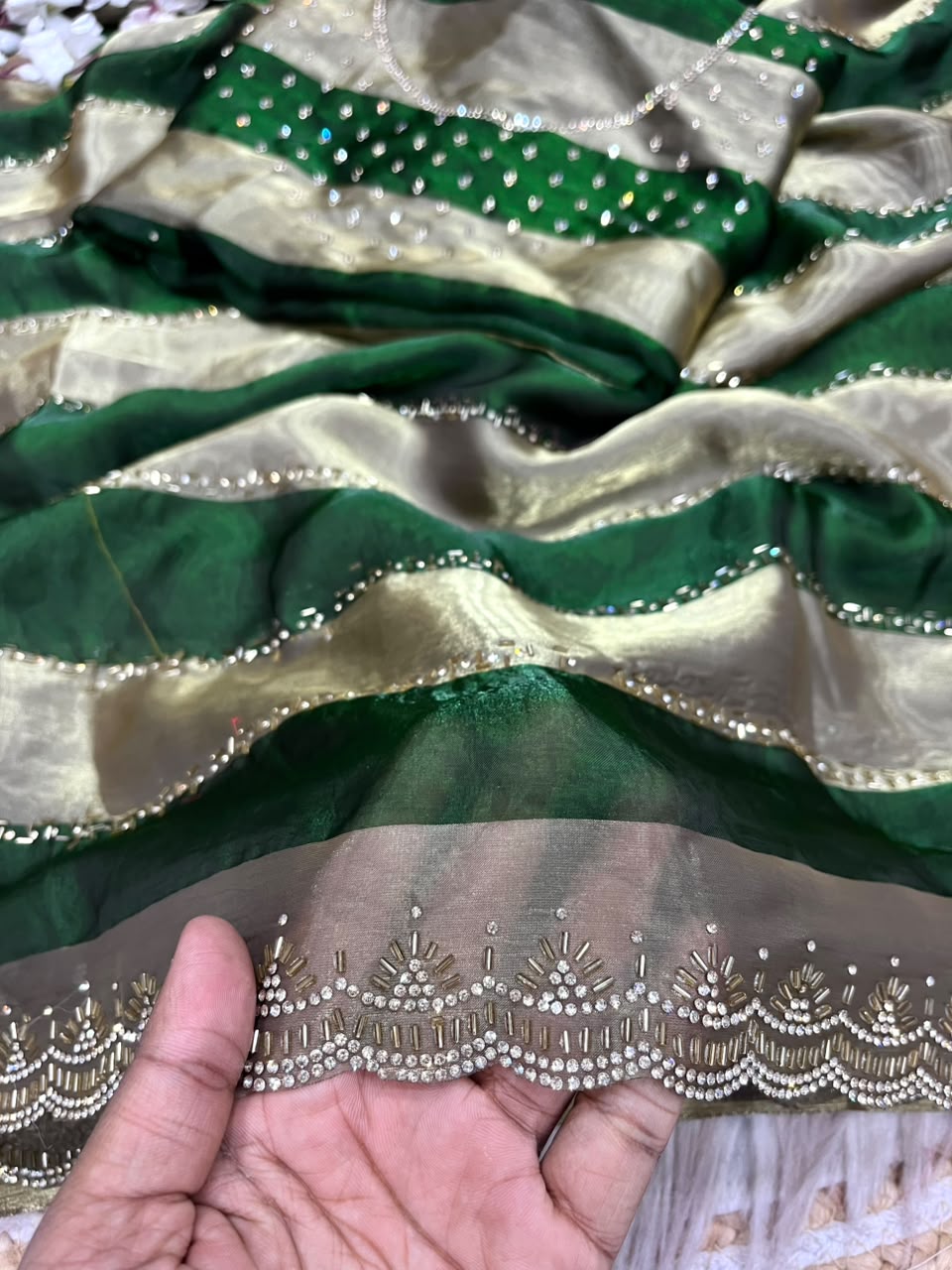Space silk Jarkhana stone work saree ✨