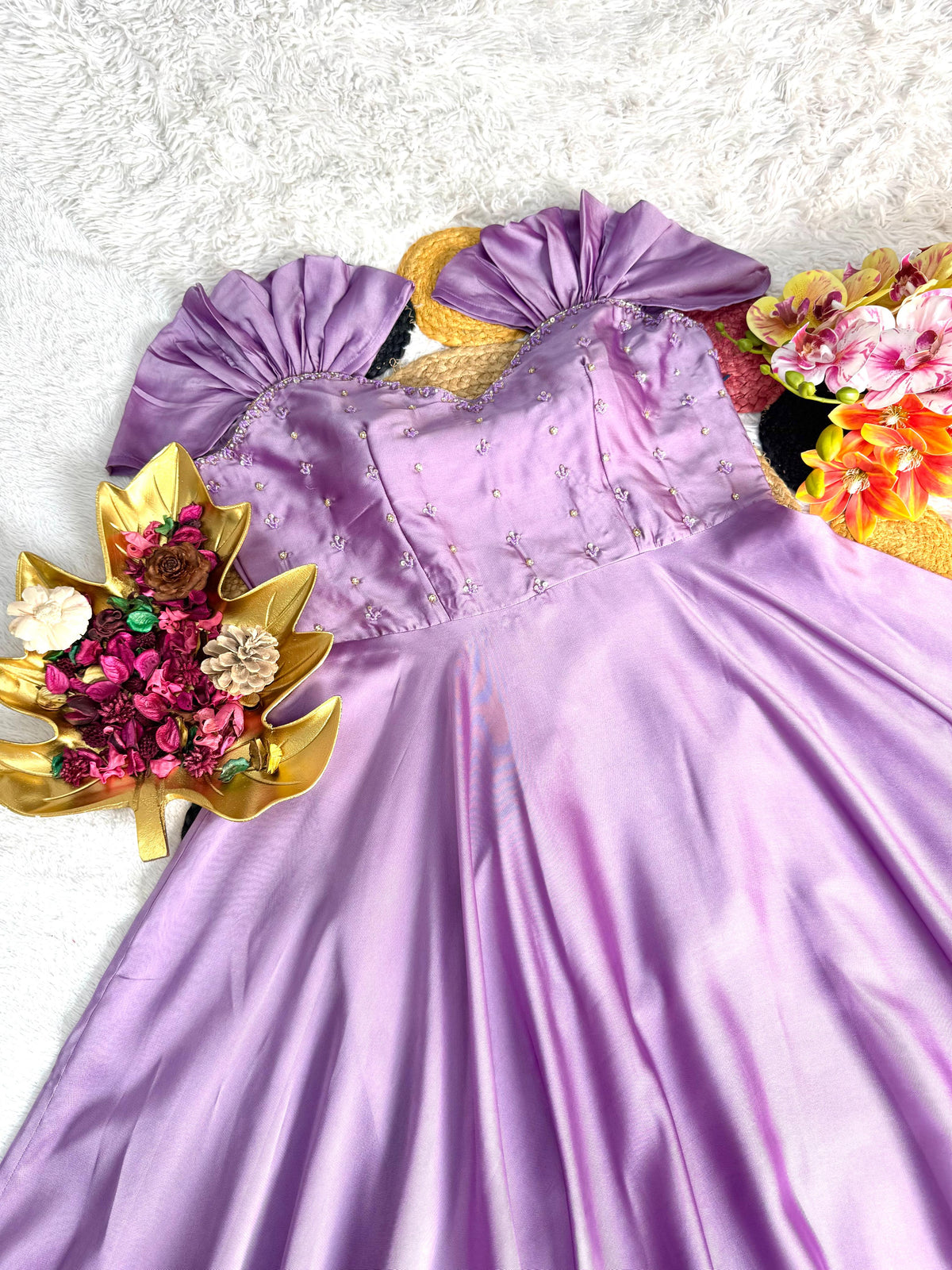 Soft rangoli lavender 🪻 frock ✨