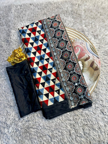 Geometrical pattern Gajji silk saree