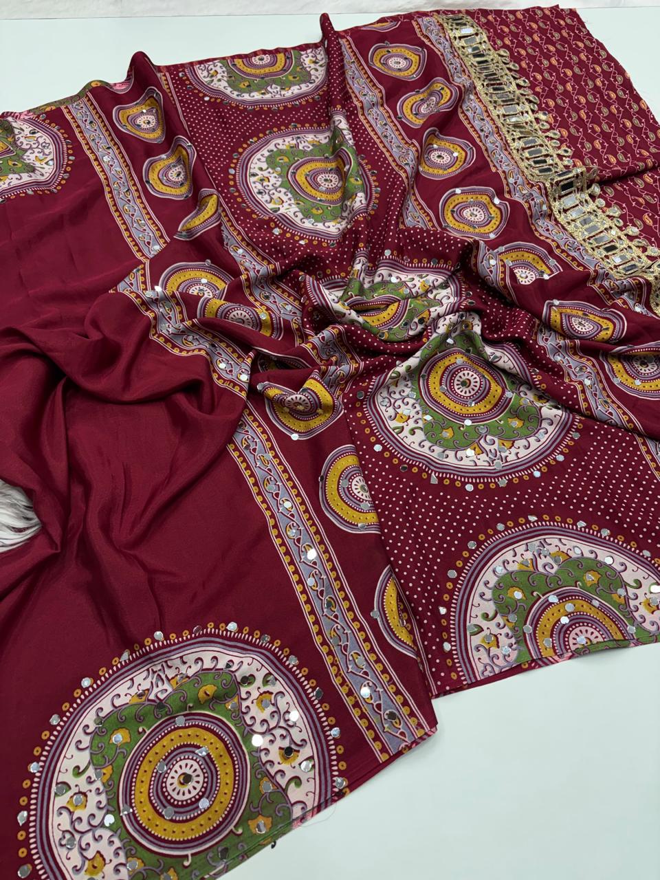 Pure Arjakh Sartin viscous silk saree