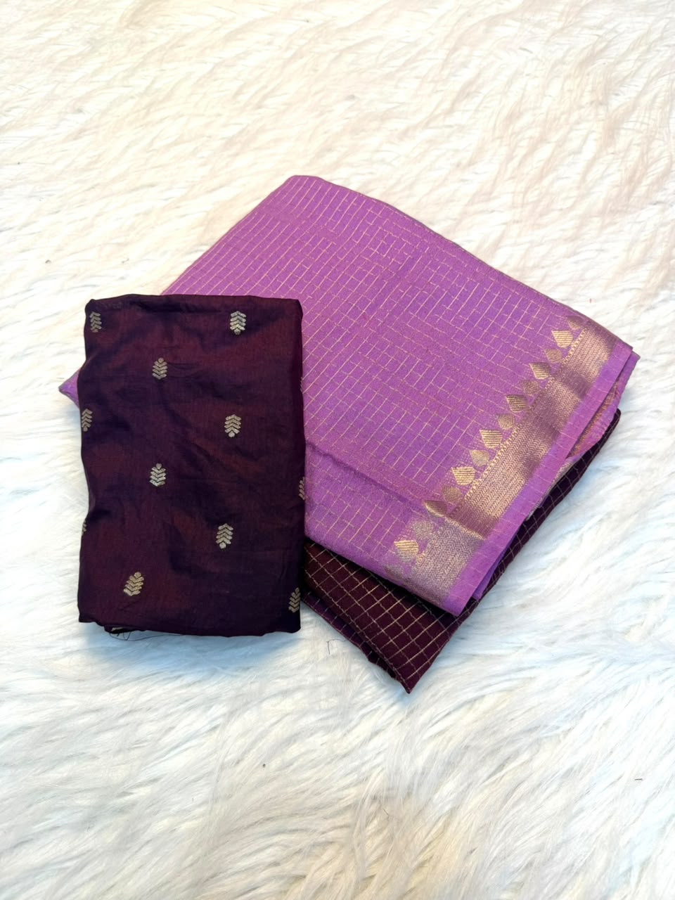 Viscose Temple border check saree✨