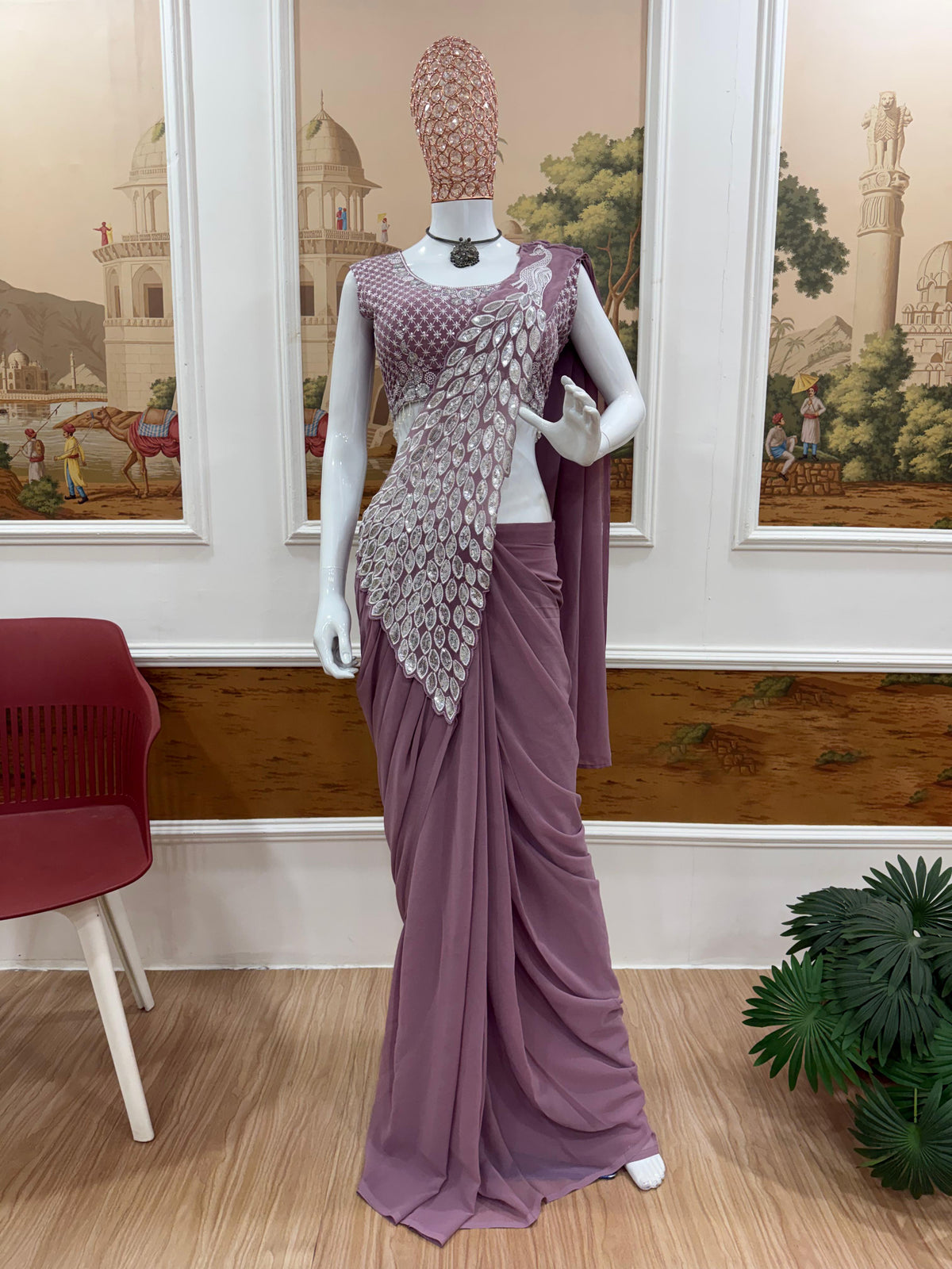 peacock design 1 min saree
