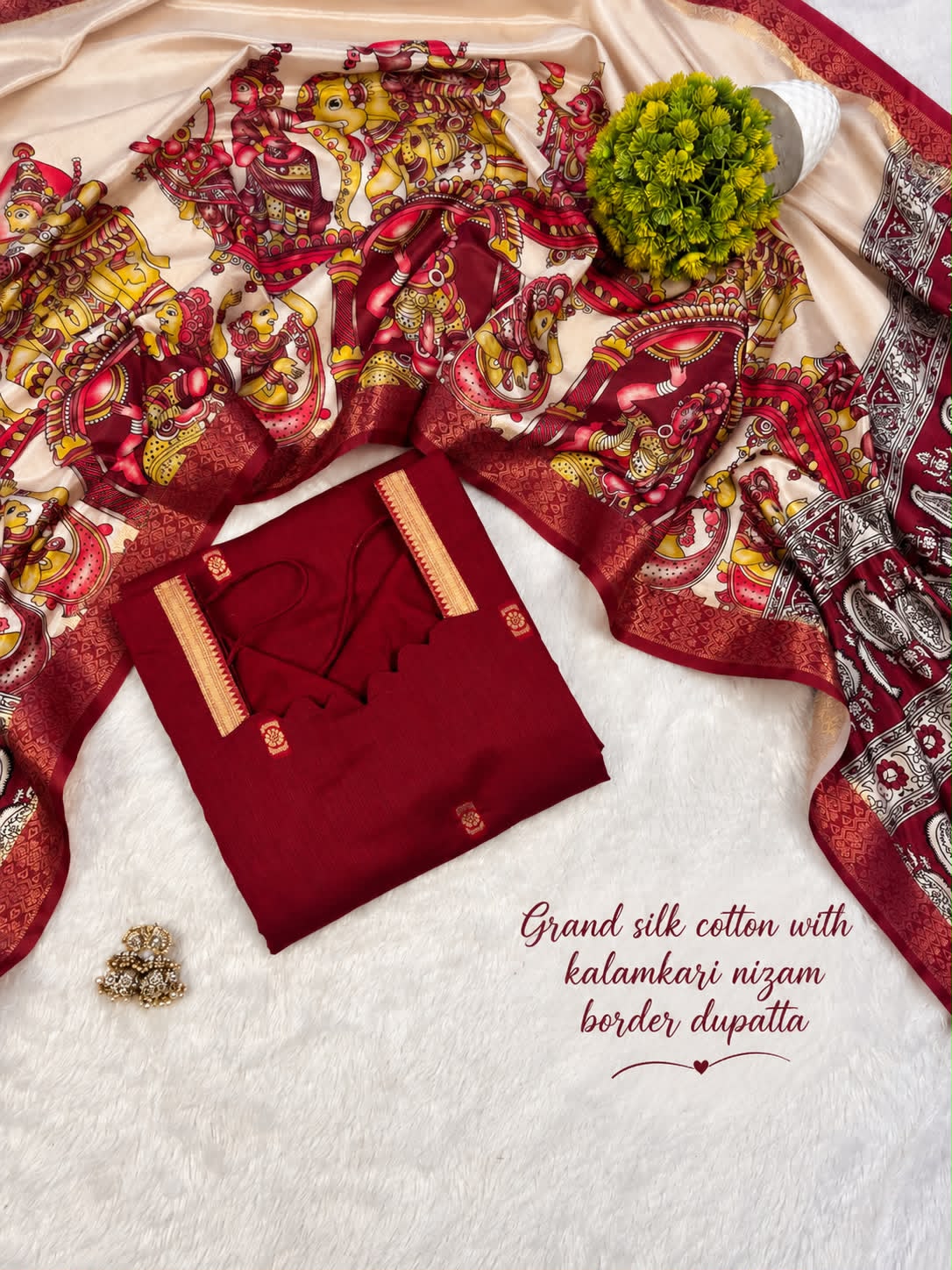 Mangalagiri butta silk cotton Top with Duppatta ✨