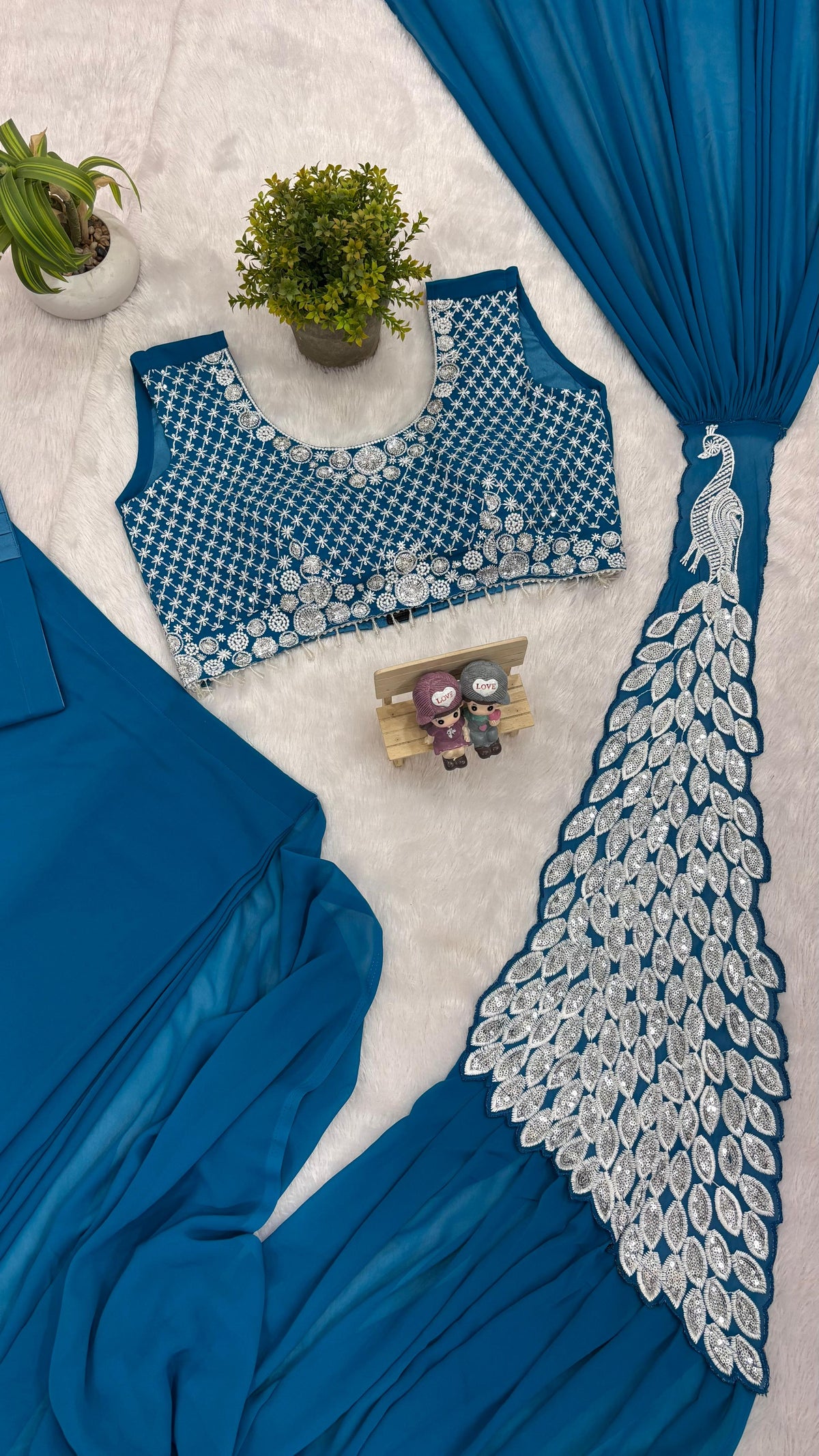 peacock design 1 min saree