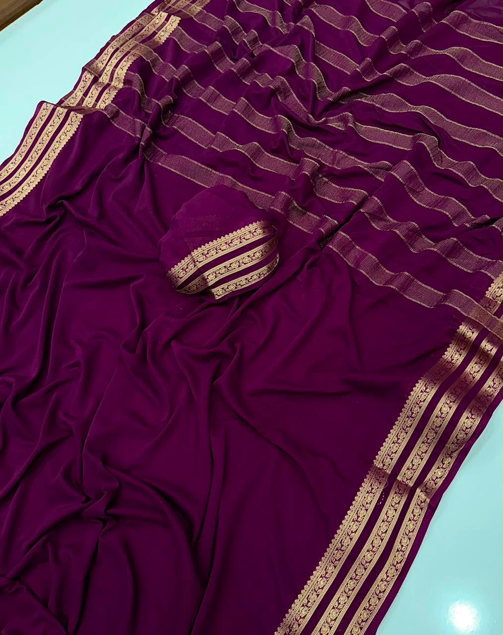 Viscose georgette crape saree✨