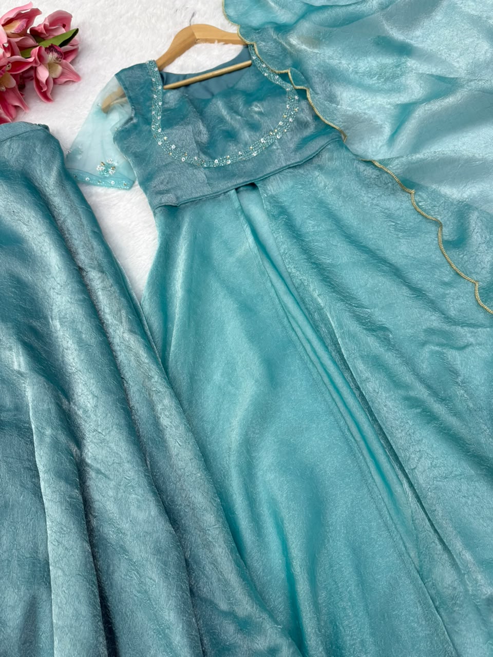 Crush silk anarkali suit ✨