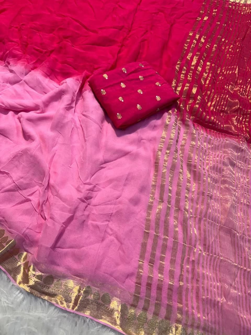 Dual shade viscose saree