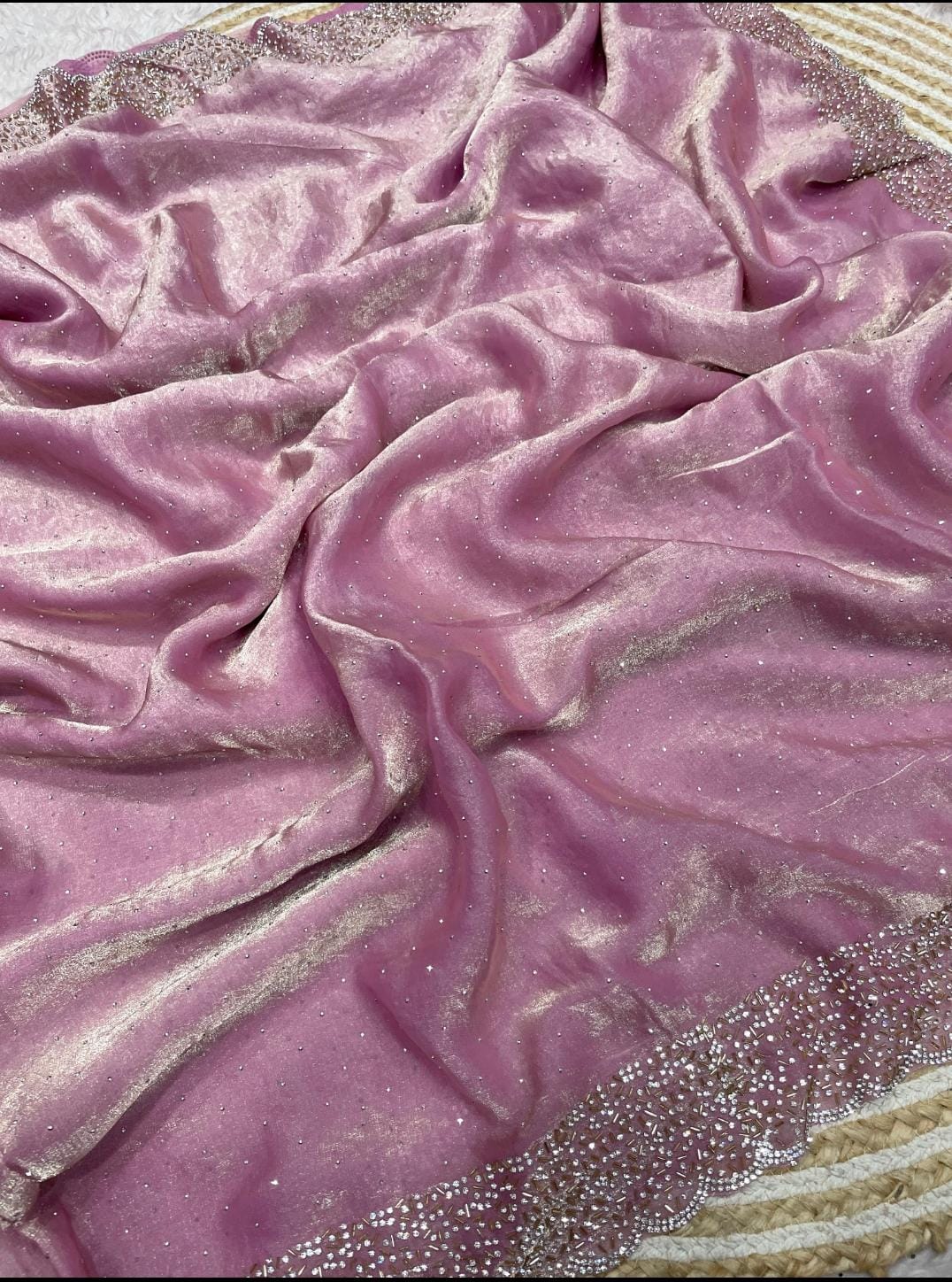 Space silk jarkhana stone work saree ✨